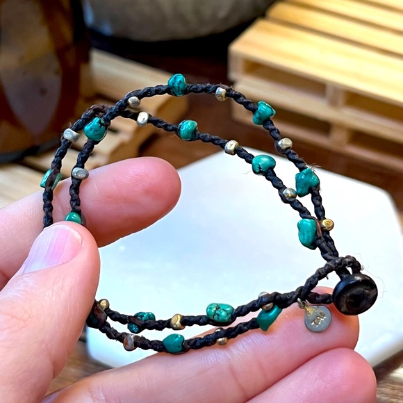 Turquoise + Gold Handmade Bracelet by TAI - Picture 1 of 2